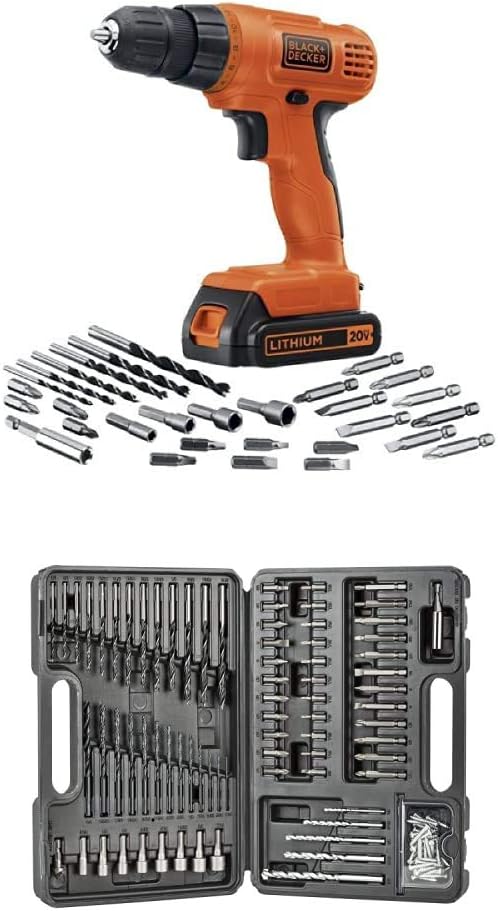 BLACK+DECKER LD120VA 20-Volt Max Lithium Drill/Driver with 30 Accessories - Orange with BLACK+DECKER BDA91109 Combination Accessory Set, 109-Piece
