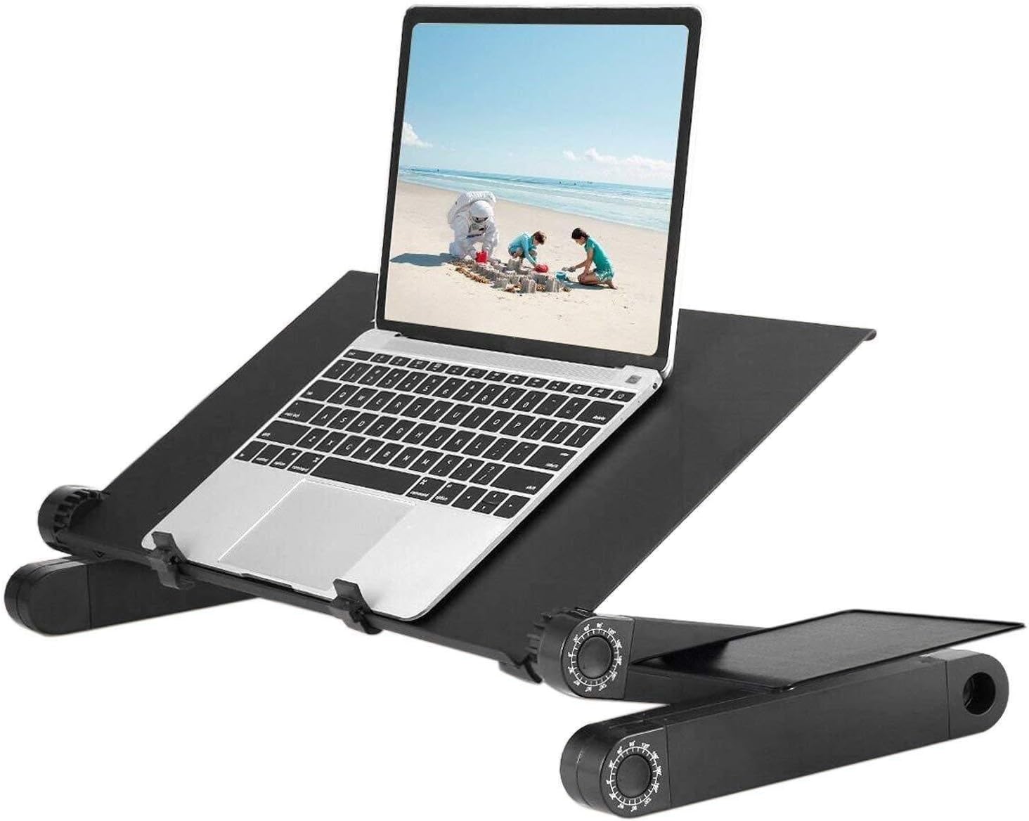 moxuan Adjustable Laptop Stand for Bed Computer Table Desk for Laptop Folding Laptop Desk Breathable Ventilation Lapdesk with Mouse Pad Side Mount Light Weight | Ergonomic Bed Lap Tray