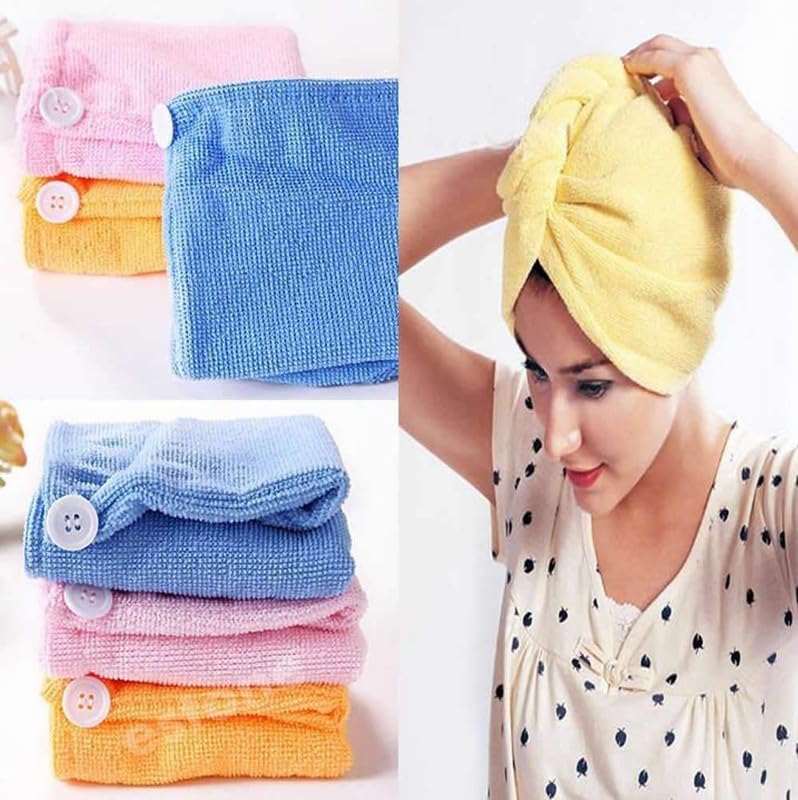 HDR MALL Quick Turban Hair-Drying Absorbent Microfiber Towel/Dry Shower Caps/Bathrobe Hat/Magic Hair Wrap for Women (Multi Color) 2