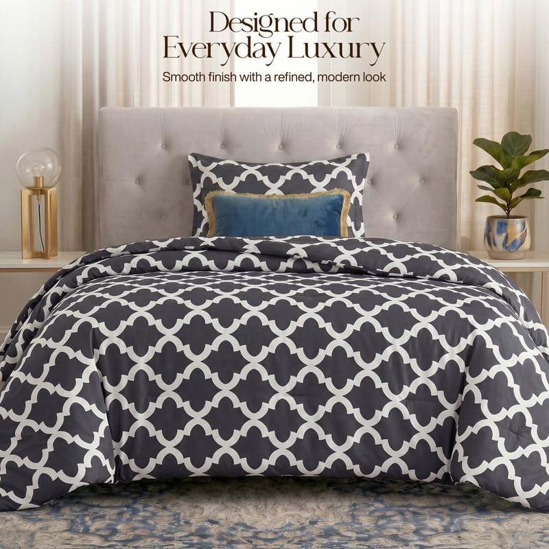 Image of Utopia Bedding 2 Pc Twin Comforter Set, Printed Comforter, Grey | Comforter Set Includes Comforter (64x88) Inches, 1 Sham (20x26) Inches. Soft Microfiber Down Alternative, Machine Washable.