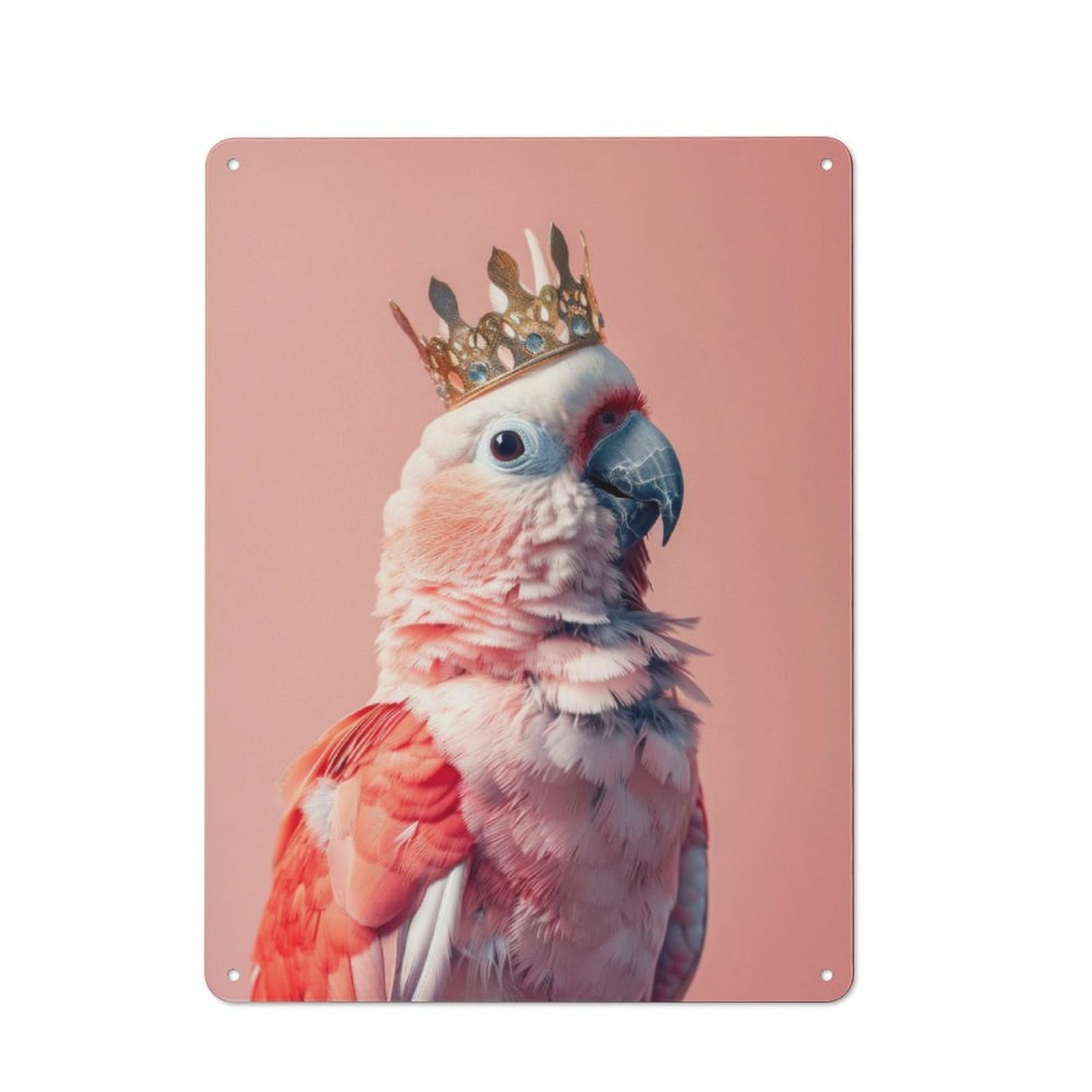 Junmoney Parrot Pastel Crown Retro-Style Metal Plaque 40X30cm For Garage Or Workshop, For Garage, Workshop And Man Cave Decoration