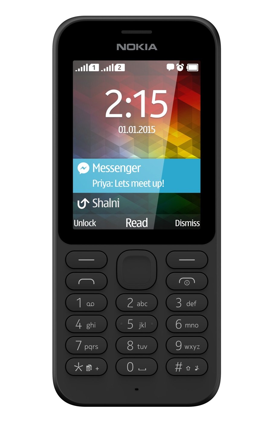 Nokia A00023207 215 Smartphone Dual-SIM (5,08 cm (2,4 Zoll) Display, 0,3 Megapixel Kamera, GSM-Dualband, 8MB RAM, Bluetooth 3.0, micro-USB 2.0) schwarz