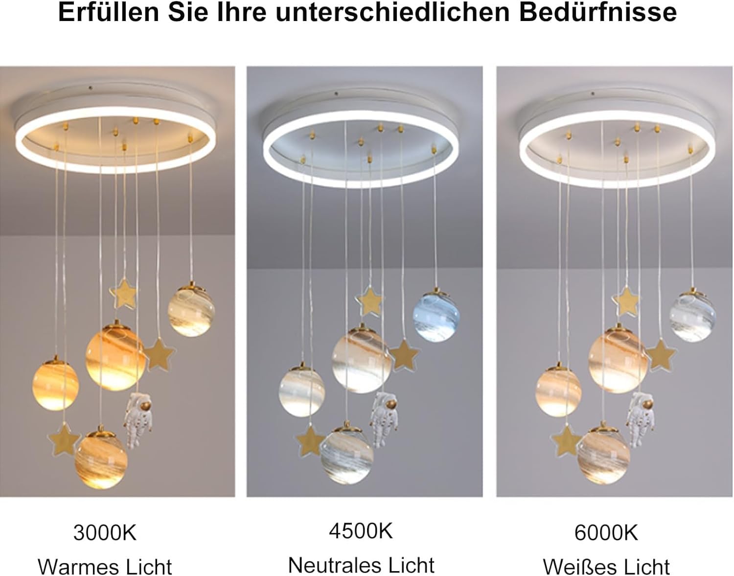 Lampadario bambini Plafoniera LED Lampadari dimmerabili pianeta camera dei bambini Lampada design moderno plafoniera lunare astronauta con telecomando camera dei bambini illuminazione camera da letto