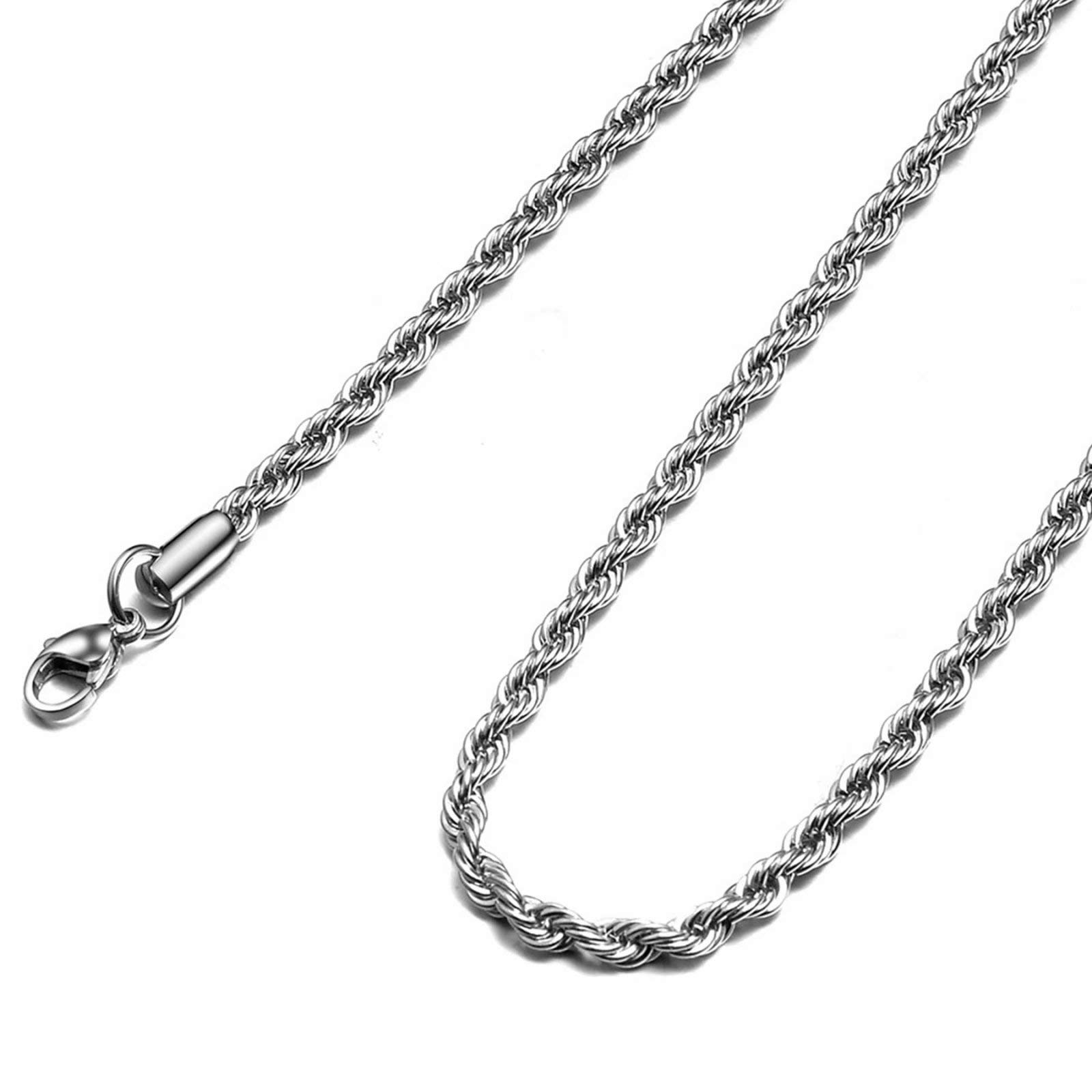 2-10mm Twist Rope Chain Necklace Stainless Steel Necklace 16-38 Inches Men  Women Jewelry