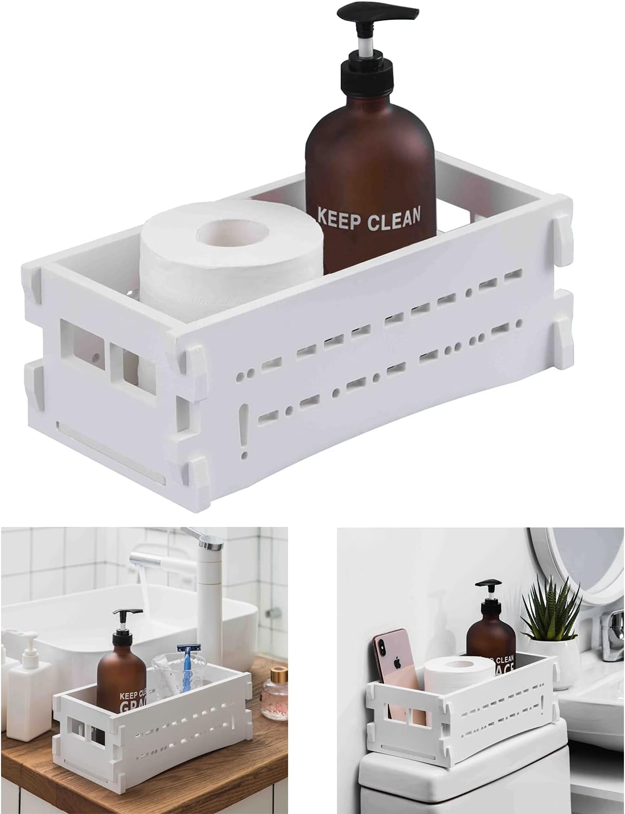 AOJEZOR Toilet Paper Storage: Small Bathroom Storage for Small Space - White Bathroom Organizer