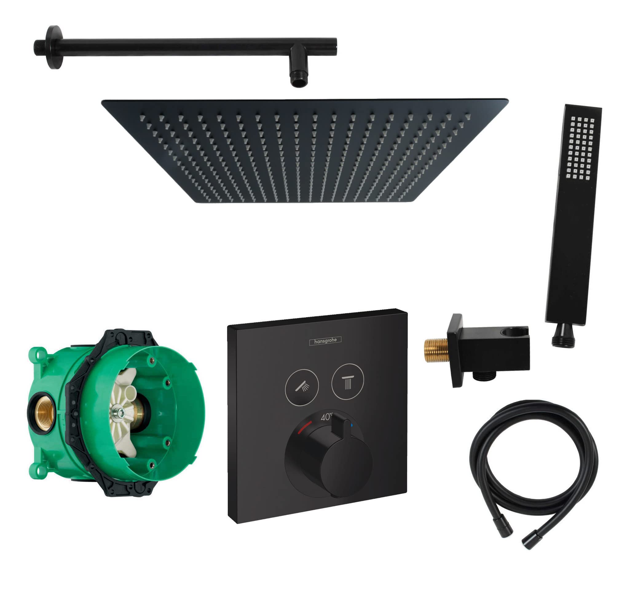 vanvilla Duschsystem Unterputz mit Duscharmatur Hansgrohe schwarz HGS05-XL