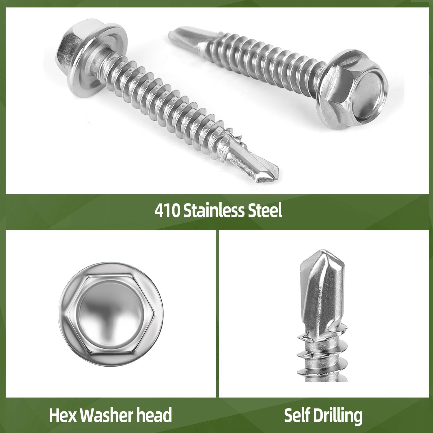 410 Stainless Steel Sheet Metal Screws - 150 PCS -4 410 Stainless Steel Sheet Metal Screws - 150 PCS -4