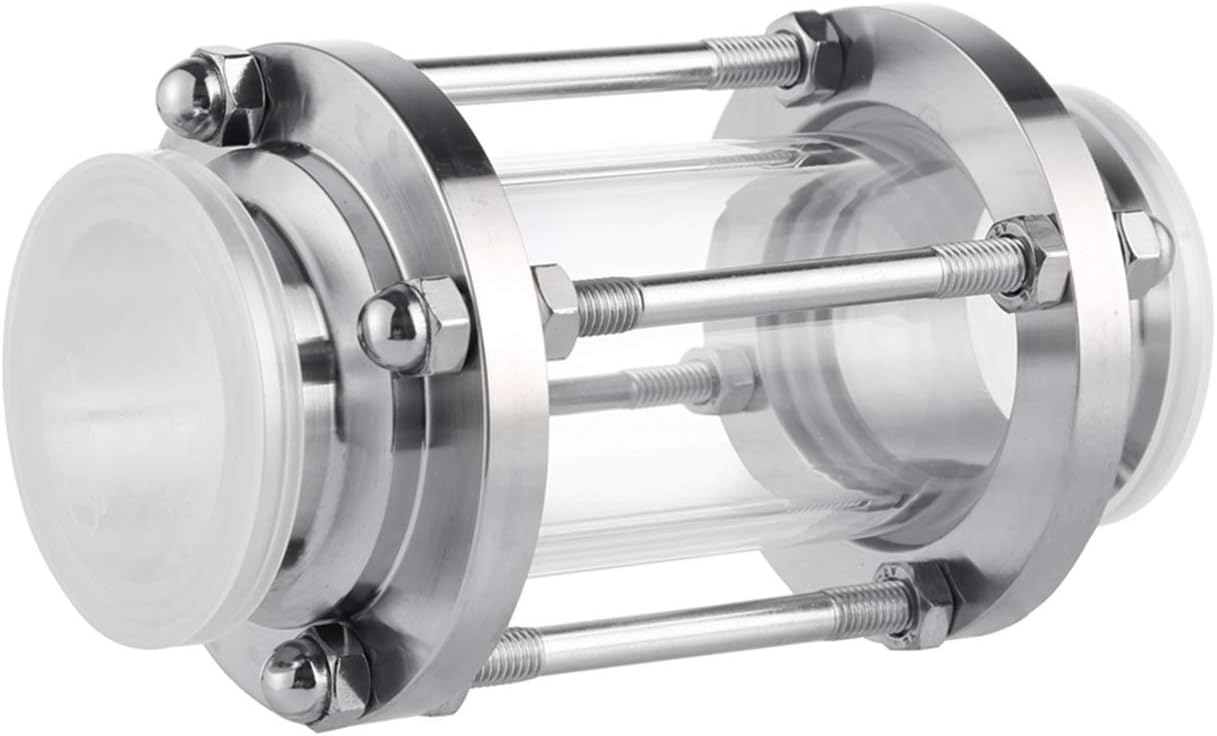 NATGAI 2" Sanitary Sight Glass in-Line Sight Glass with Clamp End, Flow Sanitary Straight Sight Glass Tri-clamp Stainless Steel SS304 (SS 304 Pipe OD 2")