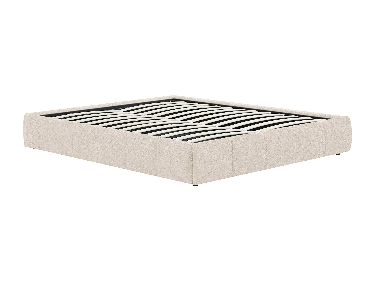 Sommier coffre 160 x 200 cm bouclette beige NULOX : la solution pour ranger et dormir