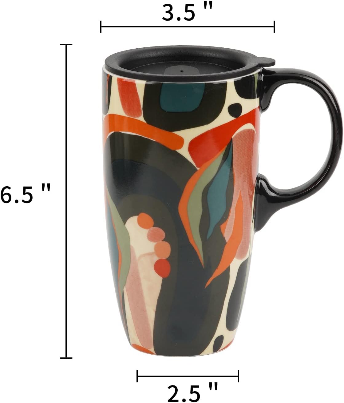 TZSSP Coffee Ceramic Mug Porcelain Latte Tea Cup With Lid 17oz. Orange - Image 7