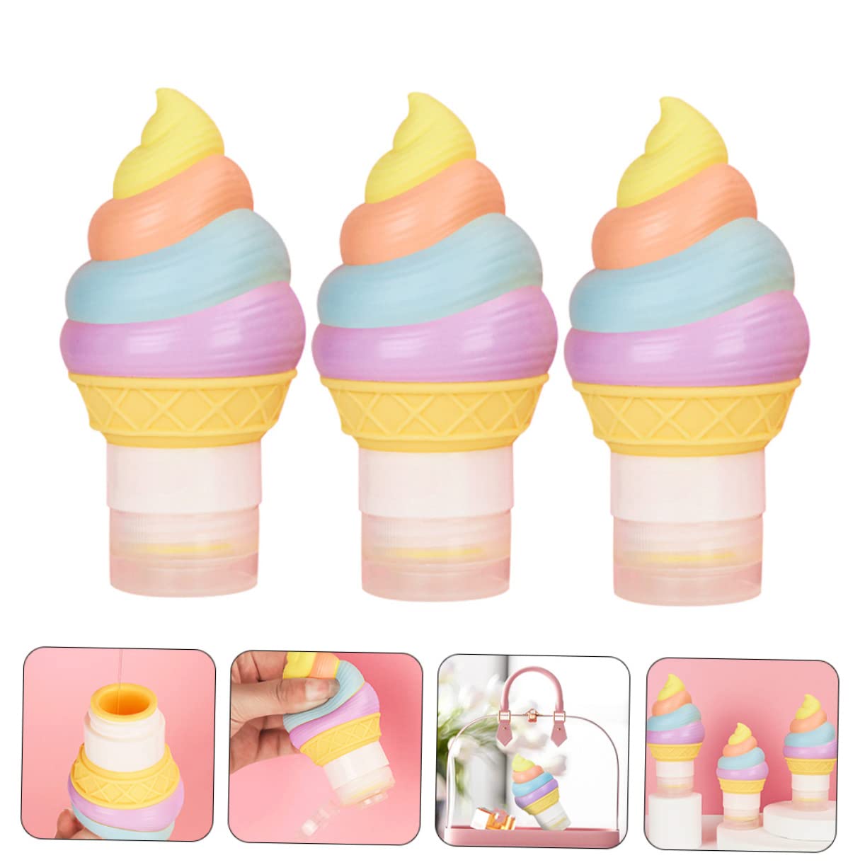 VICASKY 3 Set Bottiglie Viaggio Silicone Contenitori Squeeze Impermeabili Per Shampoo E Lozione Per Cosmetici Viaggio 3 Pezzi * 3