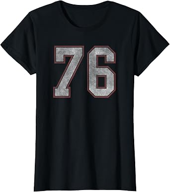 Trendy Vintage Number 76 Fitness T-Shirt, Women, Black, Medium