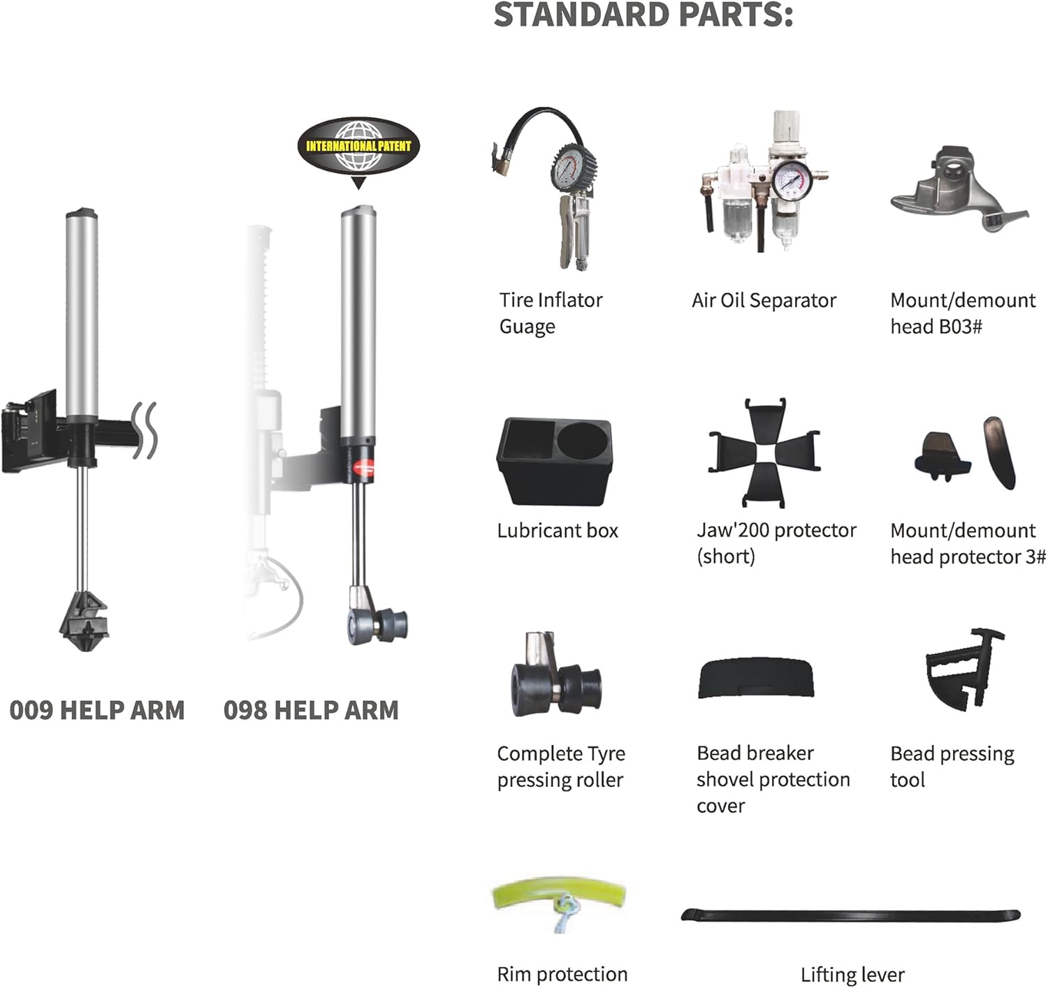 APlusLift DHM-24 Tire Wheel Changer and WBS-500 Tire Wheel Balancer with Wheel Hood Protector Combo New Integrated Power Unit 3 Years Warranty