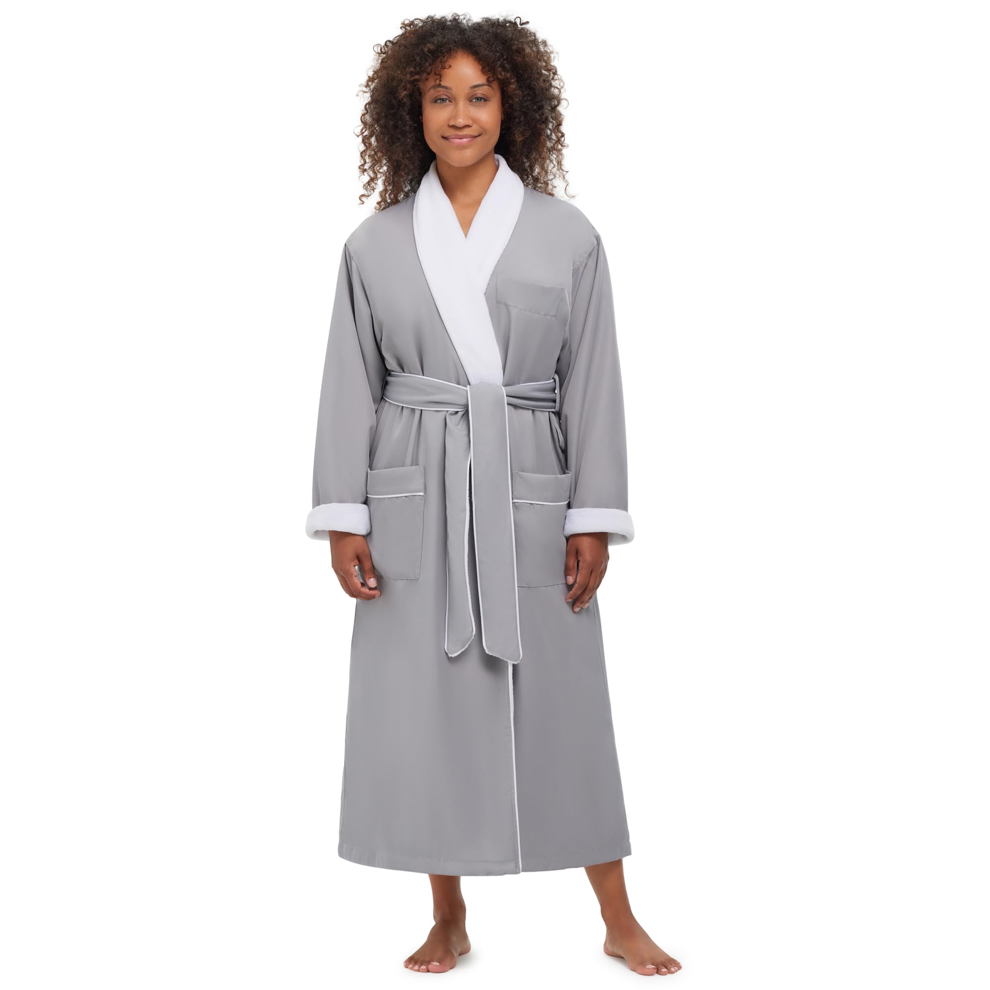 MONARCH Unisex Plush Lined Microfiber Bath Robe - Soft Shell with Polyester Lining, Resort-Grade Hotel & Spa Robe with Pocket