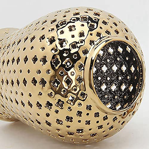 Ceramic Ginger Jar, Light Luxury Pierced Gold Collectable Decorative Lattice For Ornament Home Decoration Cafe Gift Storage #TOP5