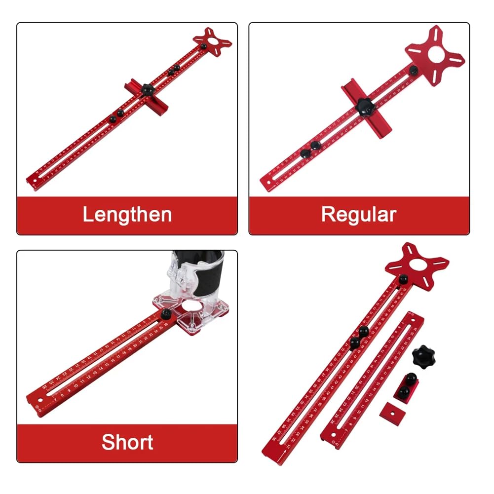 Support de Rainure de Fraisage, Gabarit de Coupe Circulaire de Routeur de Rayon de 9 à 61 Cm, Gabarit de Quincaillerie D'Armoire en Aluminium pour le Travail Du Bois