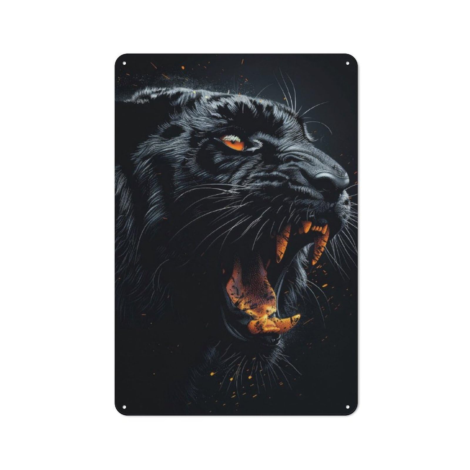 Junmoney Roaring Black Panther Tin Wall Plaque 30X20cm With For Bar Or Restaurant, Housewarming Wall Decor For People Furnishing Bar And Restaurant