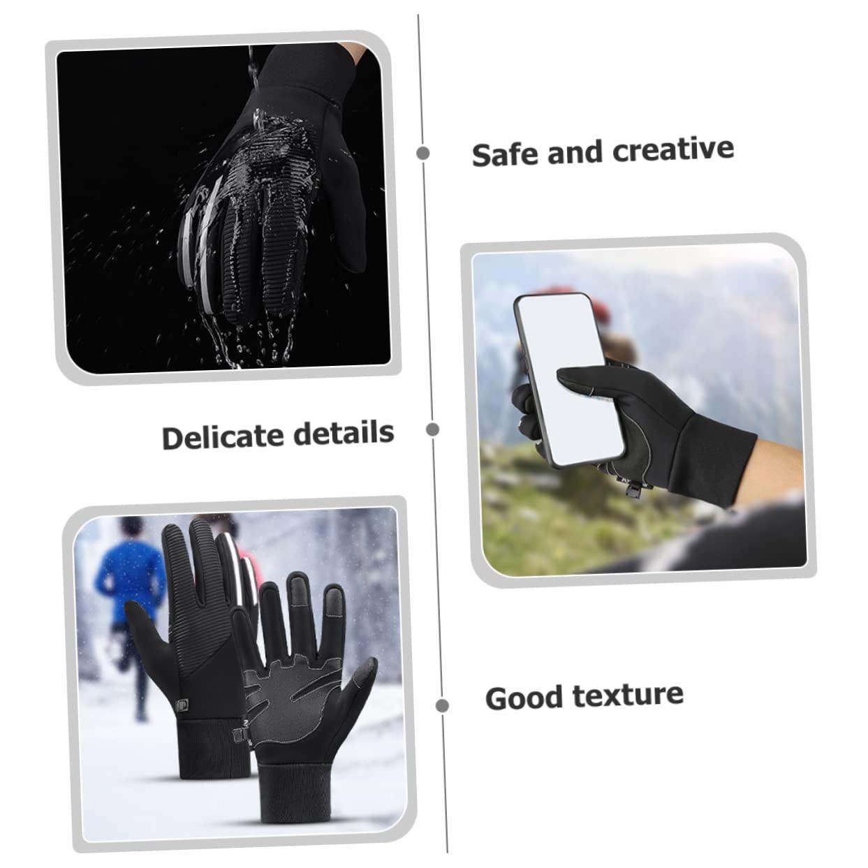 BESPORTBLE Reusable Bike Gloves Outdoor Gloves Anti-wear Palm-pad Windproof and Waterproof for Touch Screens