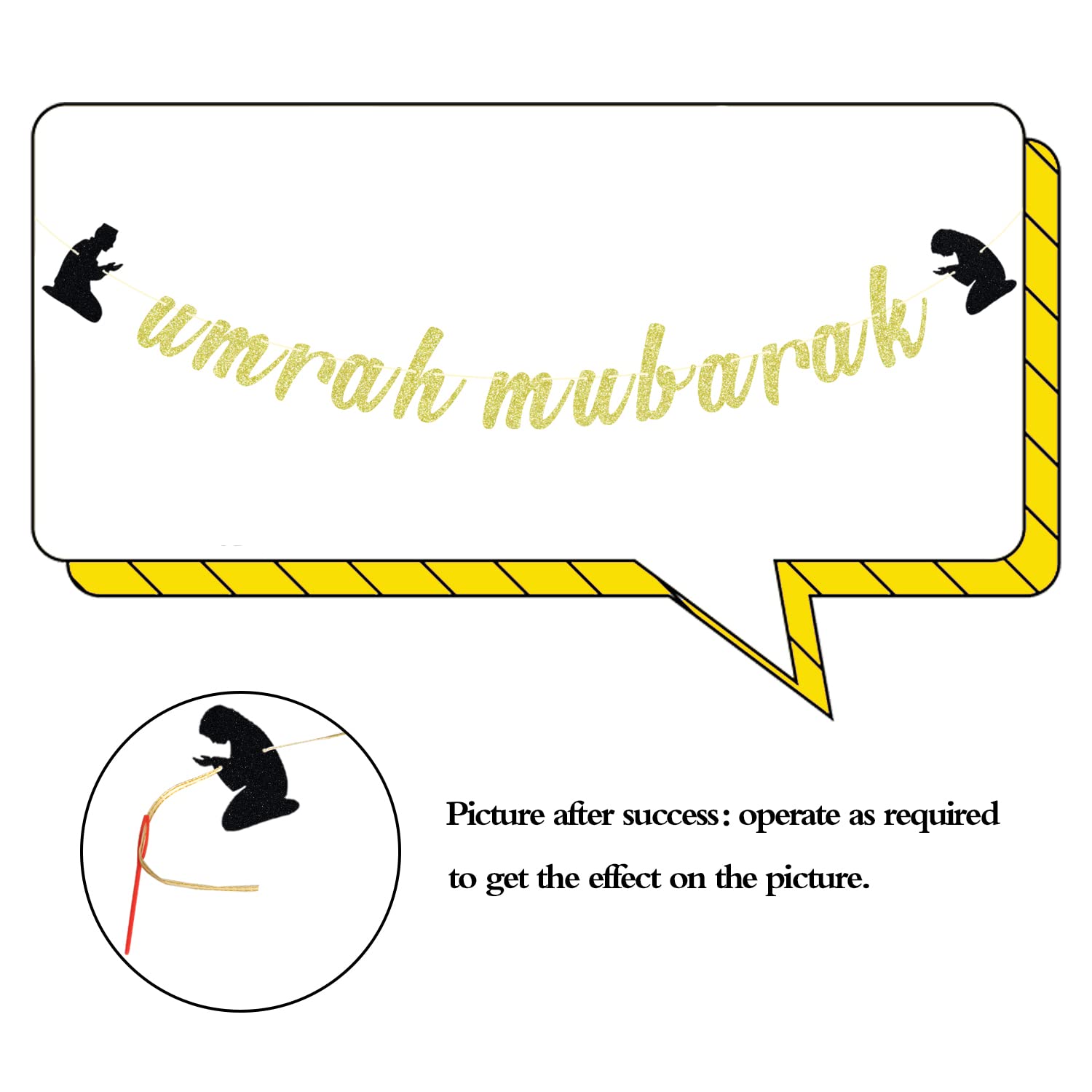Festiko® Umrah Mubarak Banner, Eid Decorations, Ramadan Mubarak Backdrop, Ramadan Kareem Sign 3
