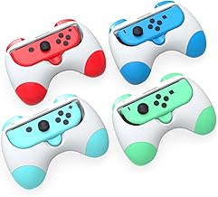 4 Pack JoyCon Grip Kit for Switch/Switch OLED Model Controllers.Wear-Resistant Hand Grip Compatible with Nintendo Switch Joy Con.Includes Classic Red and Blue, Animal Crossing Blue and Green.