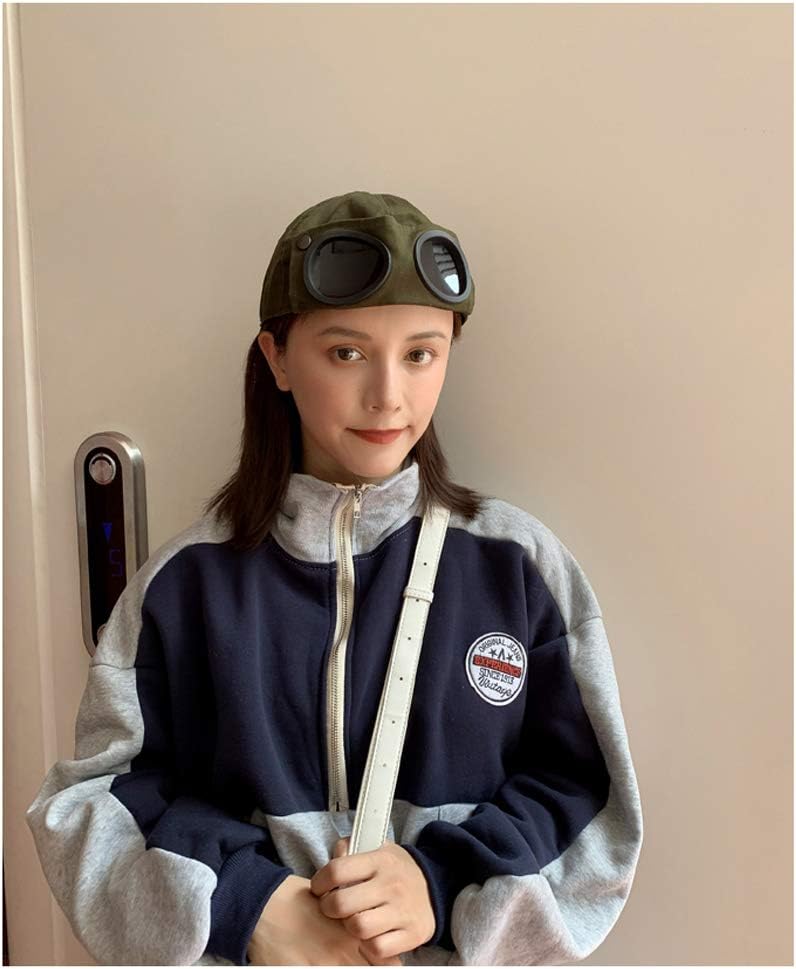 GLOOMALL Retro Aviator hat Glasses Peaked Cap Sunglasses Baseball Cap Hip hop mask (Blue - One Size) - Image 5