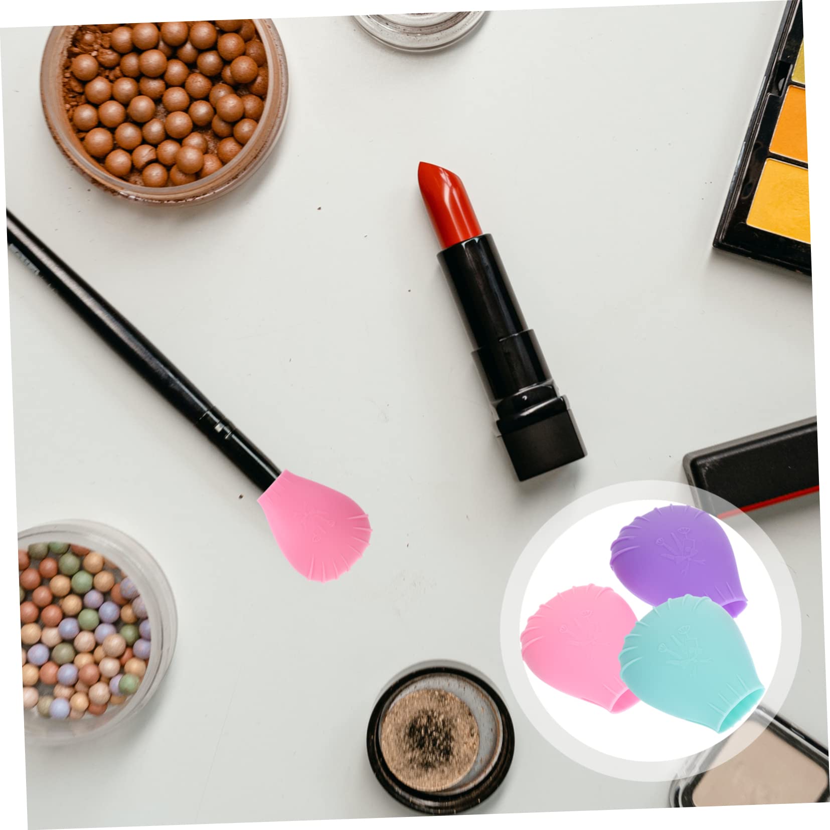 POPETPOP 5 Juegos De Brochas De Maquillaje Con Detalles Fundas De Silicona Para Brochas De Viaje 3 Unidades X 5