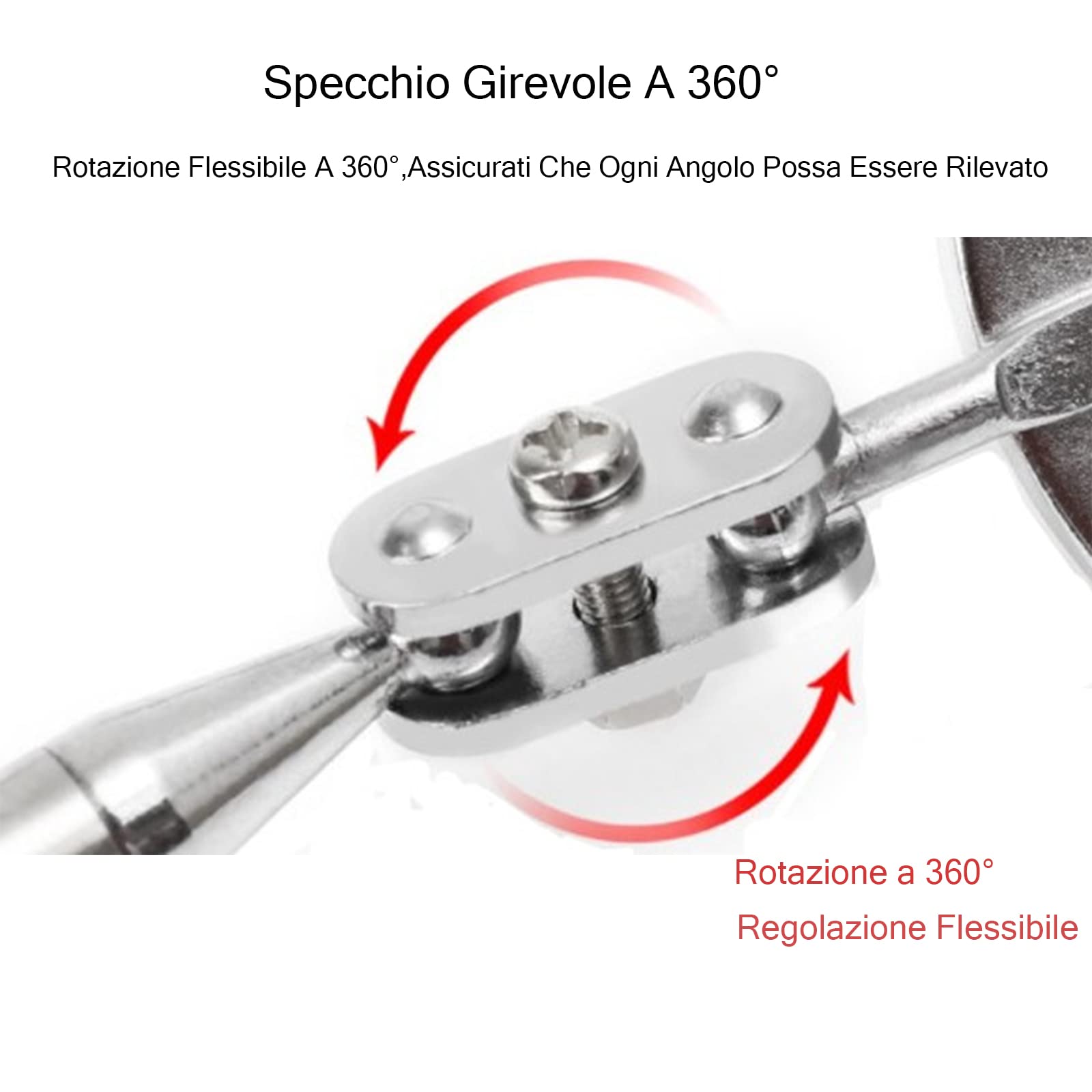 Specchietto Telescopico Per Ispezione Auto 30mm - Estensibile Fino A 600mm, Lente Rotonda 360° - Foto 2