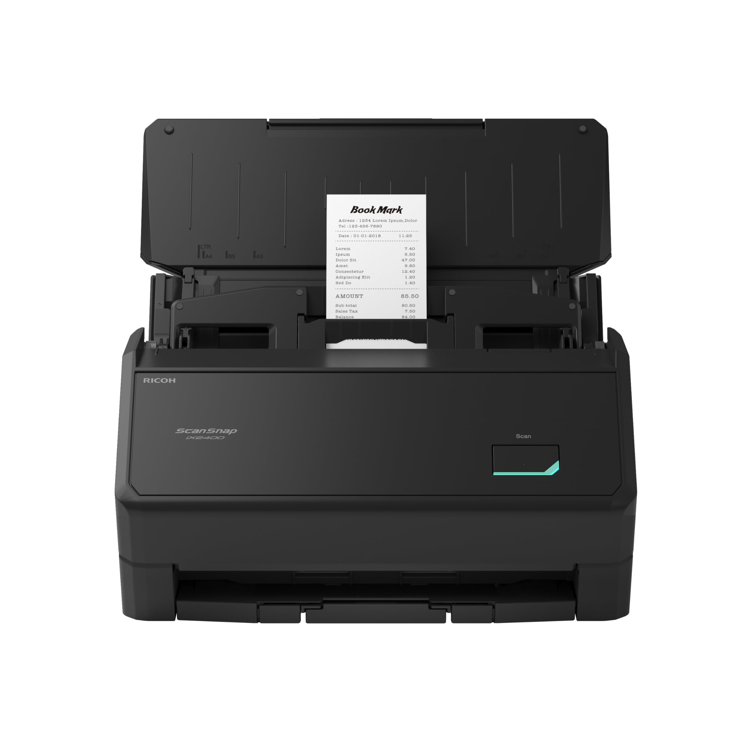 Ricoh ScanSnap iX2400 Dokumentenscanner A4 Duplex Touch-Screen USB3.2 Desktop-Scanner (45 S/min / 90 B/min) mit ADF Schwarz