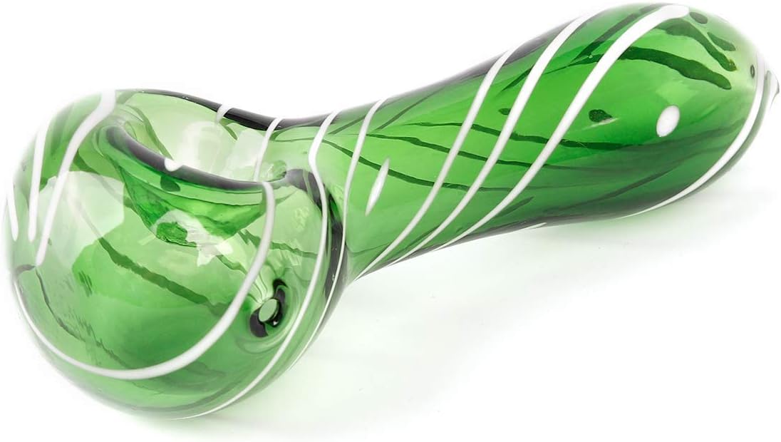 HaoCH Handmade Glass Tube, Borosilicate Glass Spoon Hand Pipe, 4.4 Inch, Green