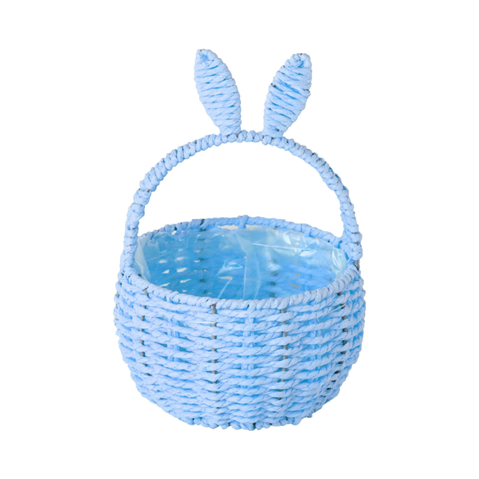 Cesta de mimbre trenzada de Pascua, artesanía decorativa para almacenamiento de dulces
