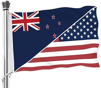 New Zealand USA Flag,Big 3x5 FT New Zealand Flag,36x60 Inch Large Double-Printed Durable 150D Thick Polyester Decorations with 2 Brass Grommet