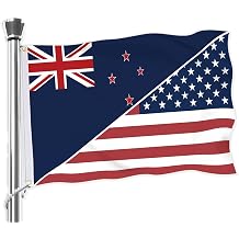 New Zealand USA Flag,Big 3x5 FT New Zealand Flag,36x60 Inch Large Double-Printed Durable 150D Thick Polyester Decorations with 2 Brass Grommet