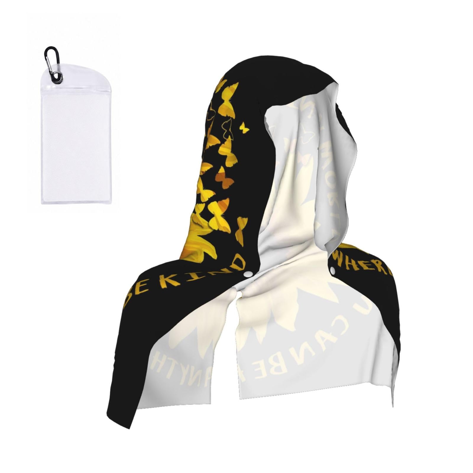 Butterfly And Sunflower Print Cooling Hoodie Towel, Cooling Towels For Neck And Face, Quick Drying Absorbent Cooling Head Towel Beach Camping Gym Construction(2pcs)