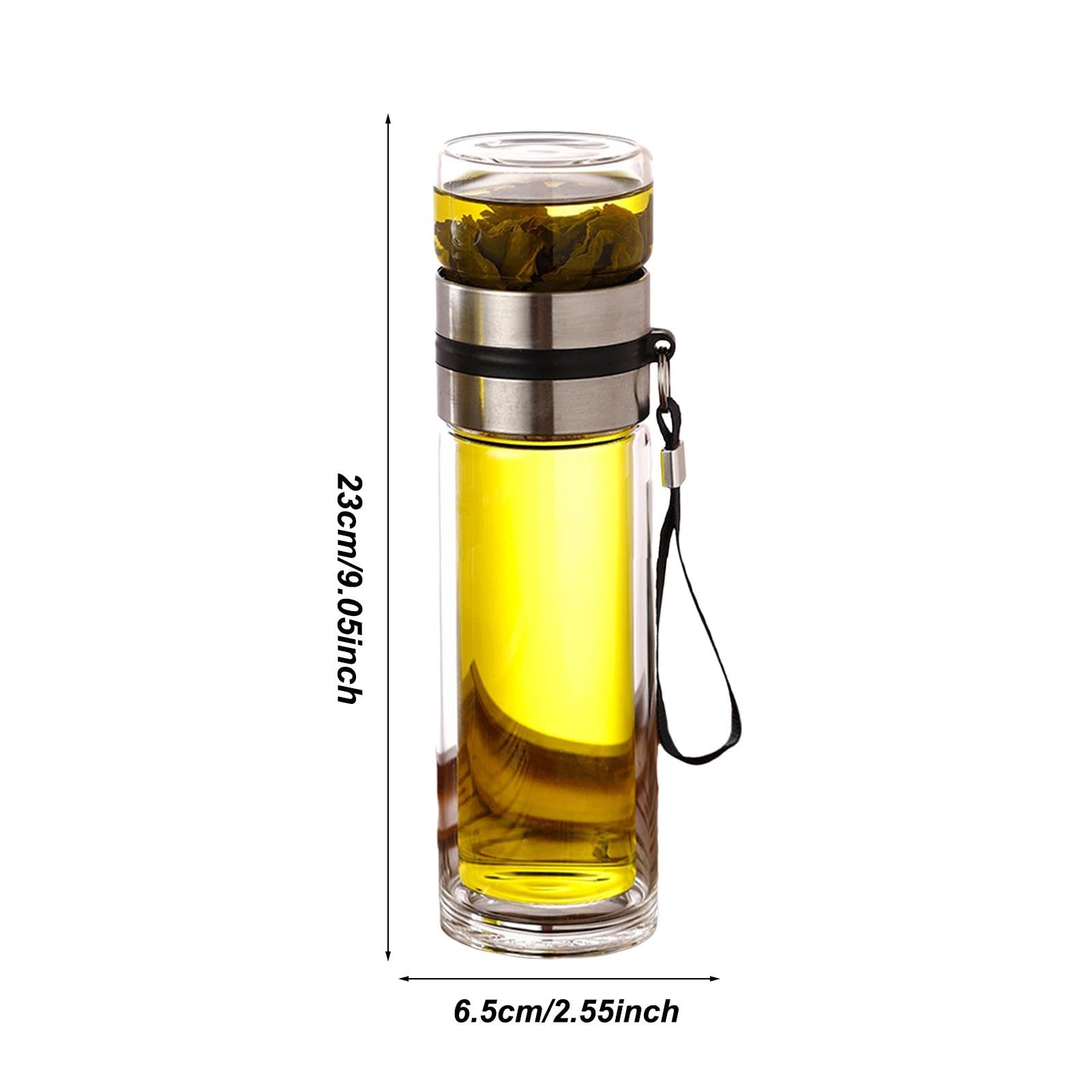 Bottiglia D'Acqua In Vetro Borosilicato 500ml Con Infusore Per Tè - Doppia Parete Termica - Tazza Da Viaggio Con Manico Rimovibile - 5