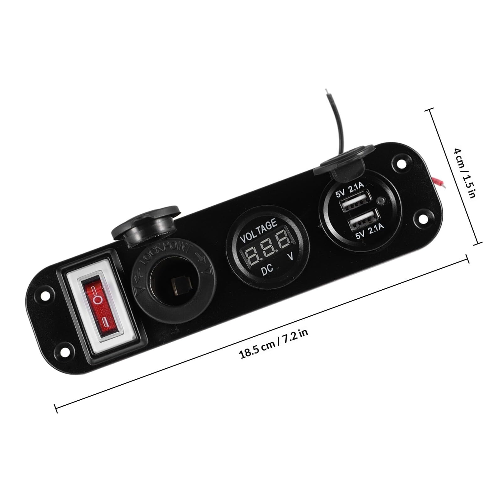 Kichvoe Caricabatteria da Auto Ricarica Simultanea a Doppia Presa USB Voltmetro Digitale e Presa Accendisigari, Pannello a Tre Fori 12-30v e Rilevamento Automatico Dispositivi