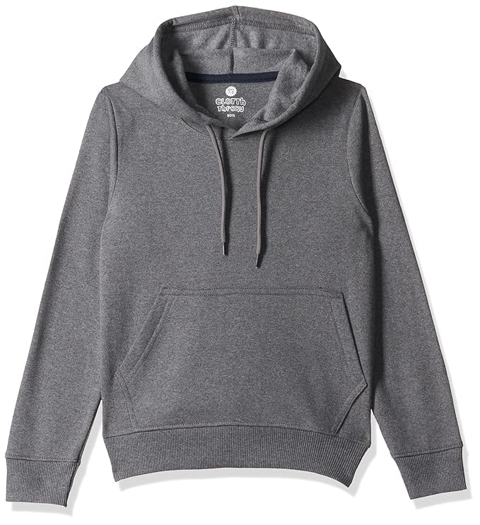 Image of Solid Cotton Fleece Girls Hooded Neck Sweatshirt with Kangaroo Pocket