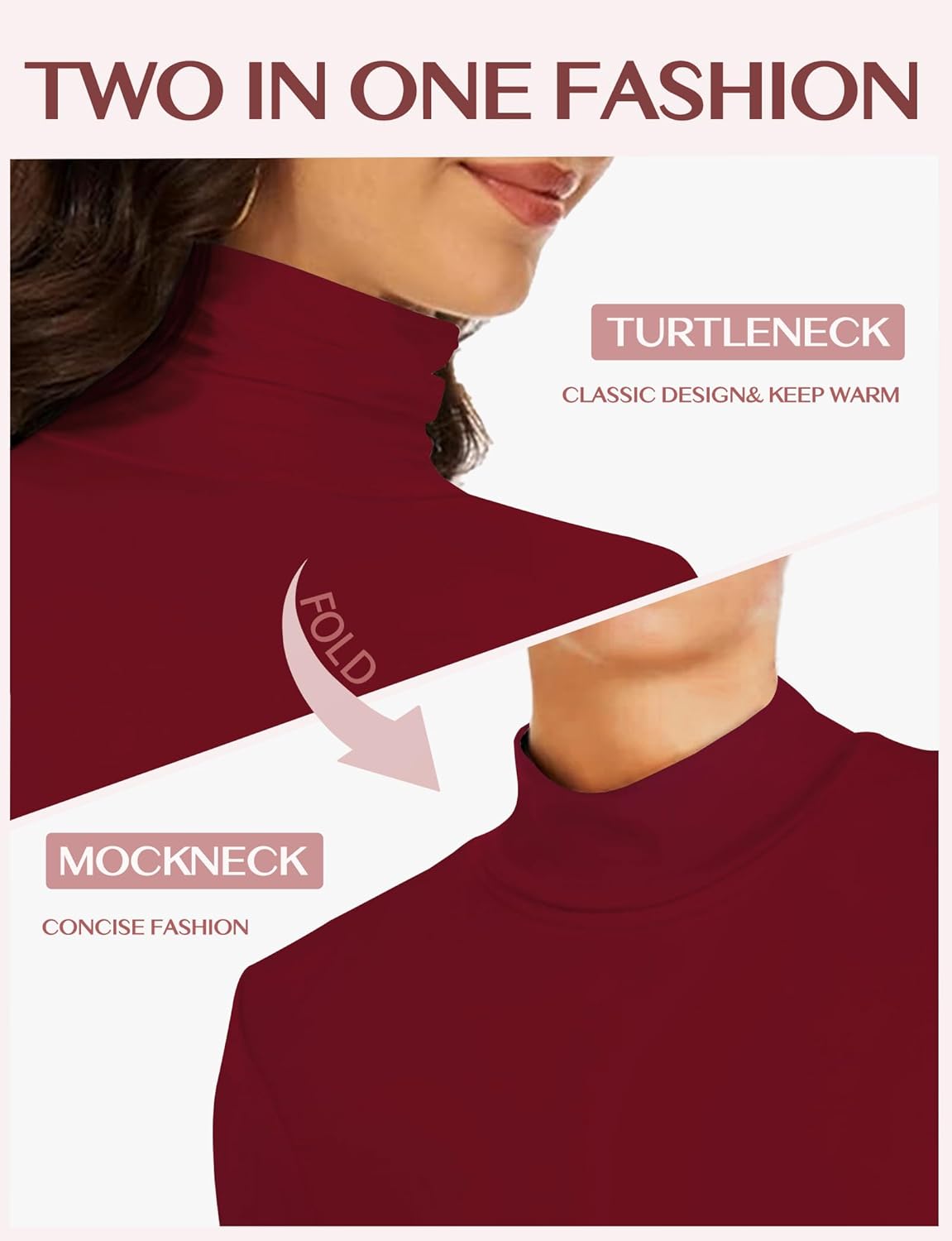 Womens Long Sleeve Turtleneck T-Shirts Mock Neck Underwear Fall Winter Fashion Base Layer Casual Lightweight Soft Tops - Image 5