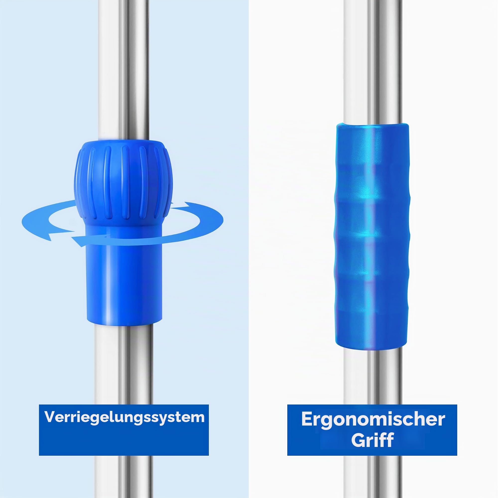 AIESI® Infusionsständer aus EDELSTAHL mit 4 Kunststoffhaken und drehbaren Rädern mit Bremse, Gratis 2 Flaschenhalter 100 ml, Garantie 24 monate