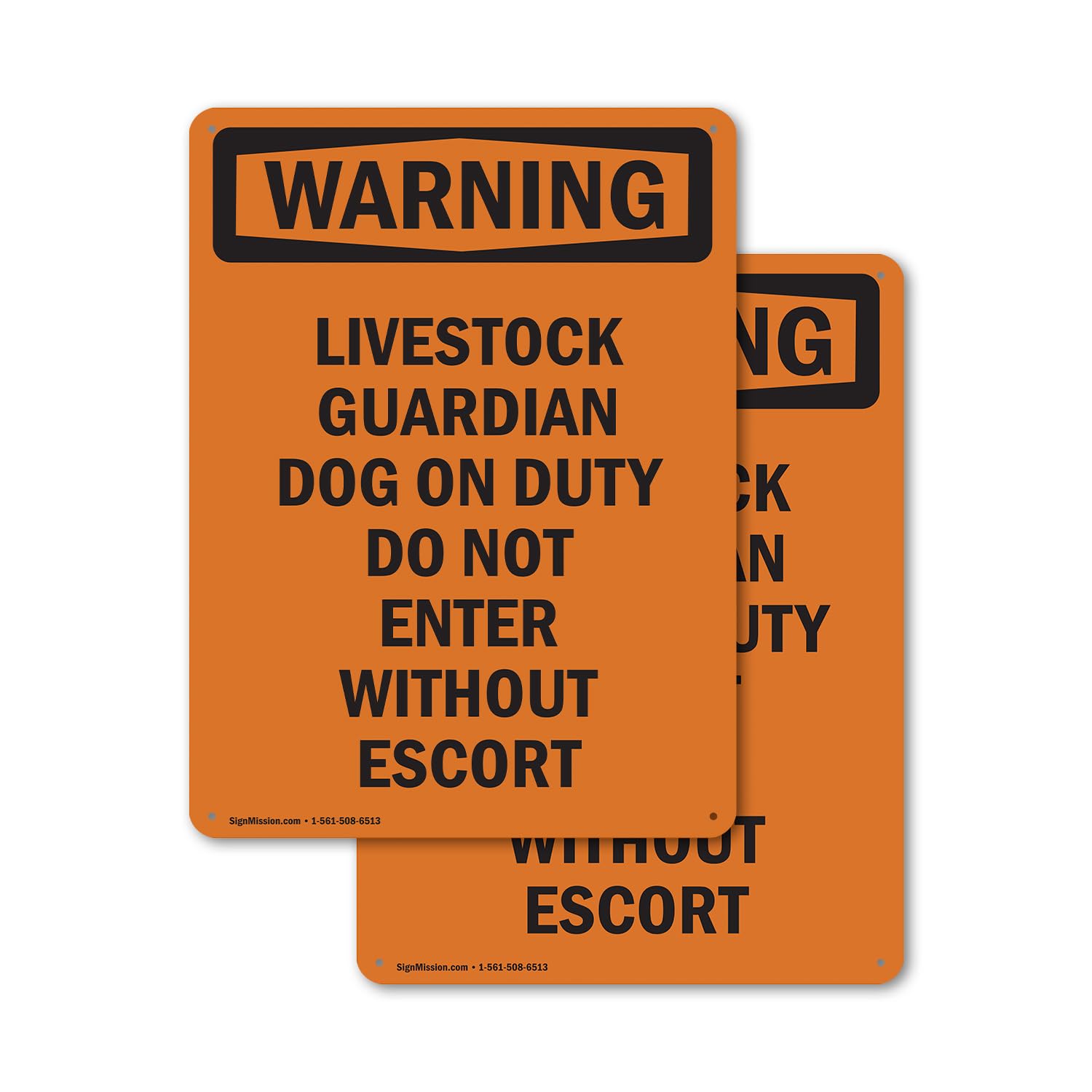 (2 Pack) Livestock Guardian Dog On Duty OSHA Warning Sign 7 Inch X 10 Inch Indoor/Outdoor Rust-Free Aluminum Metal Signs for Workplace, Workshop, and
