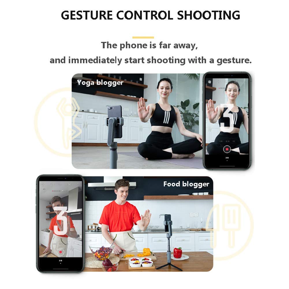 Stabilizzatore Gimbal con Polo Estensibile Cardanico, 3 Assi per Smartphone Vlog Youtuber Live Video Record Pieghevole Estensibile