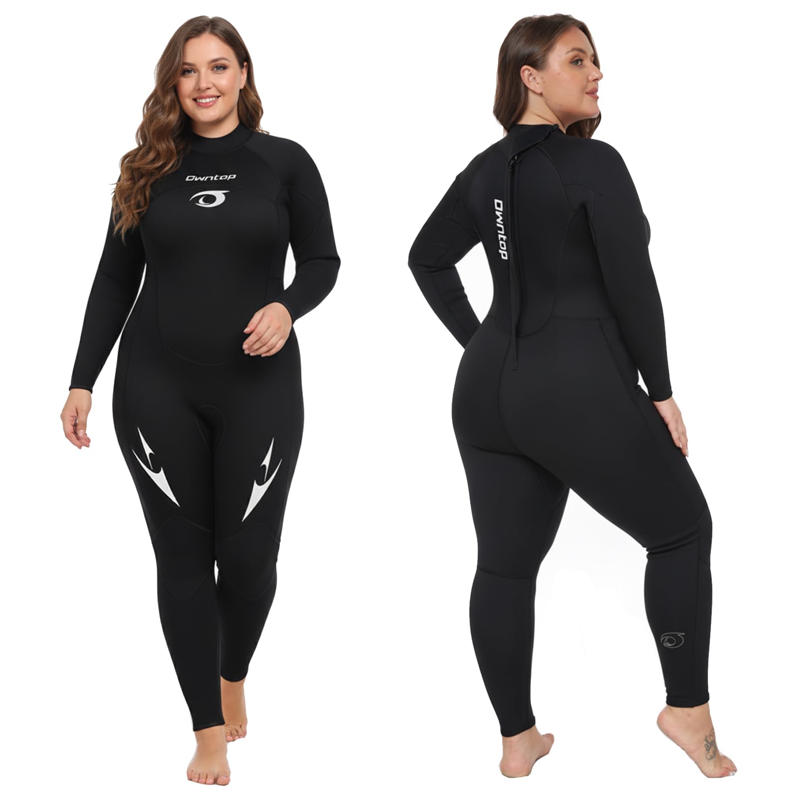 Owntop Muta da uomo e donna, in neoprene da 3/2 mm, con cerniera posteriore, per immersioni in acqua fredda, surf