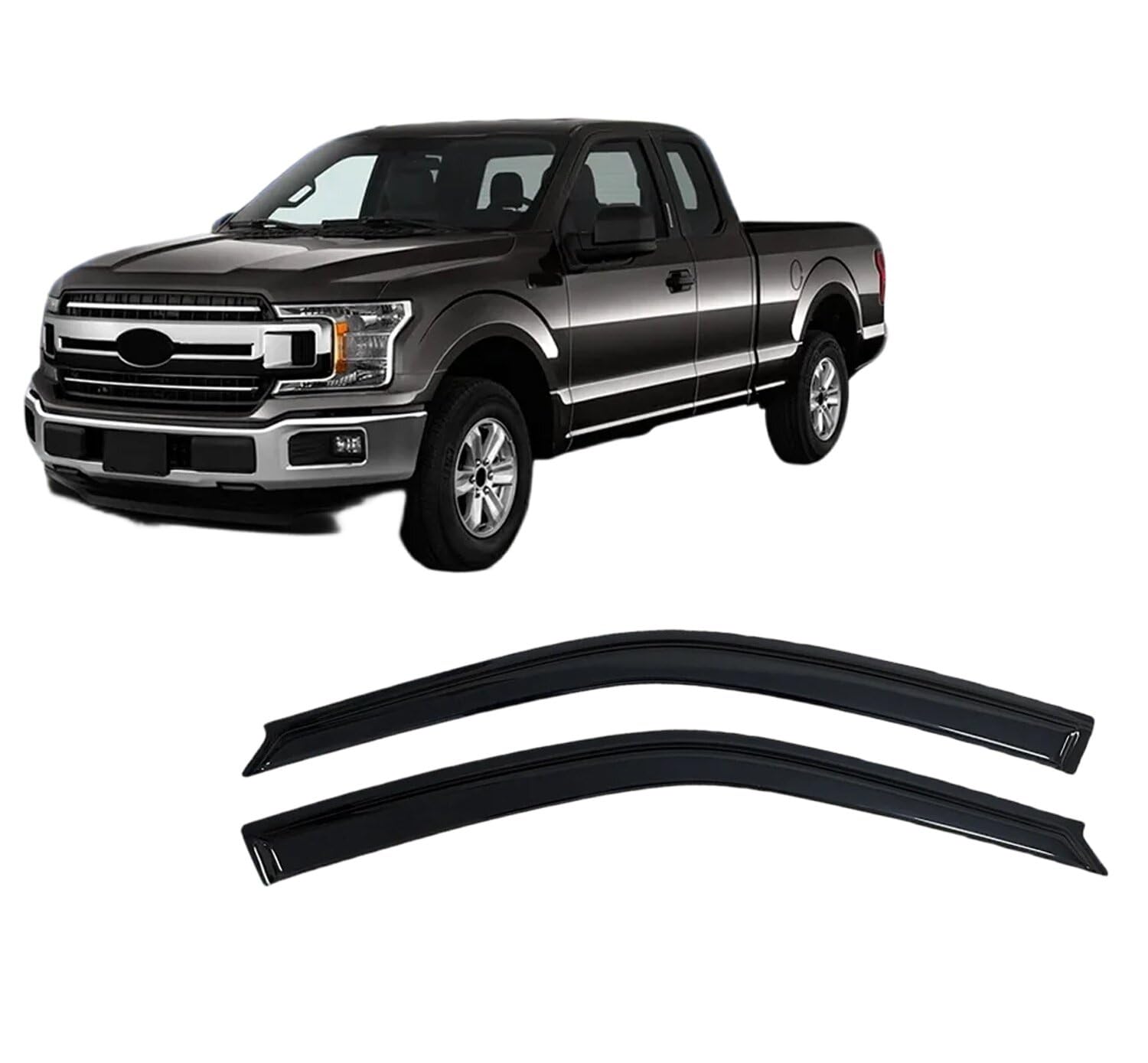 Déflecteurs air pluie Ford F-150 Extended Cab 2017-2025 | 4 enjoliveurs fenêtre