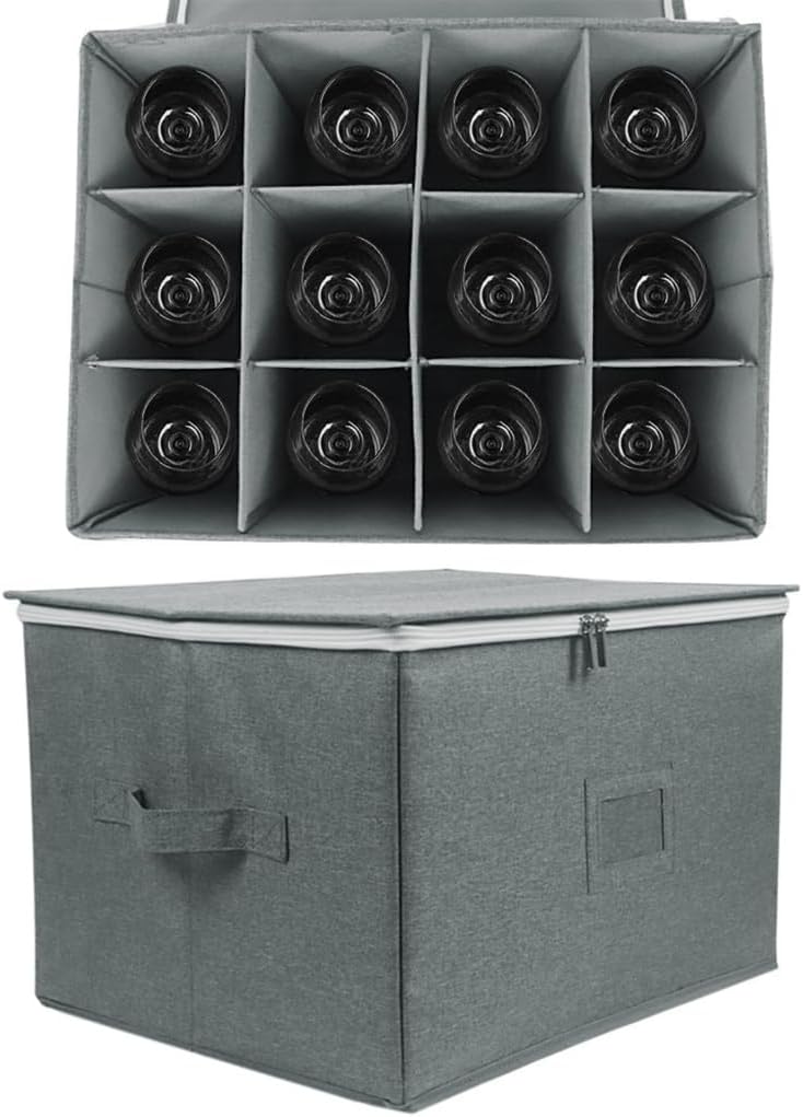 Protective Storage Case For 12 Wine Glasses Foldable Stackable Hard Shell Box
