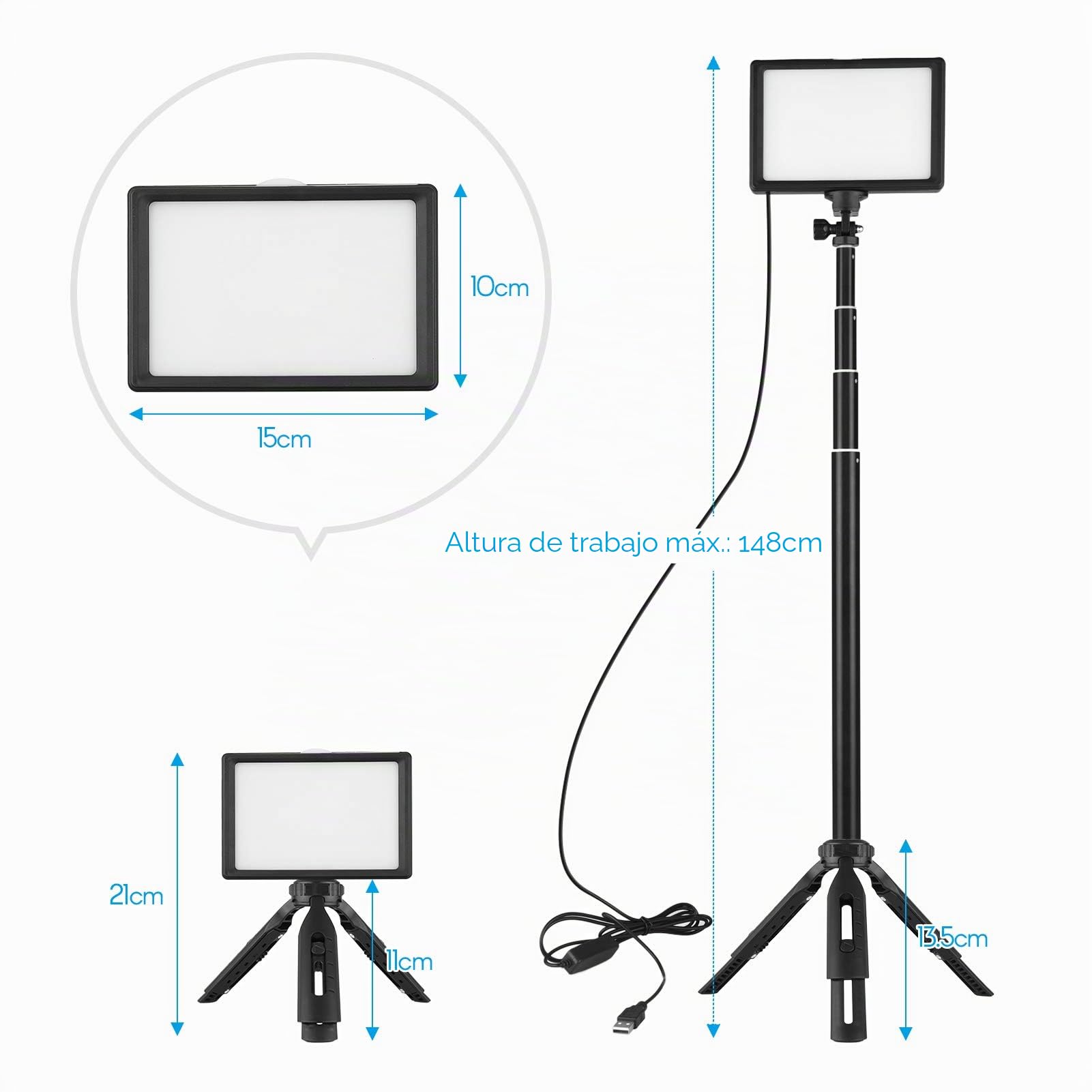 Andoer Luces LED Video Regulables a 5600K con Soporte de Trípode Ajustable y Filtros de Color para Ángulos Bajos y Tableros de Mesa Iluminación LED Colorida y Portátil para Fotografía y Video 2 Packs