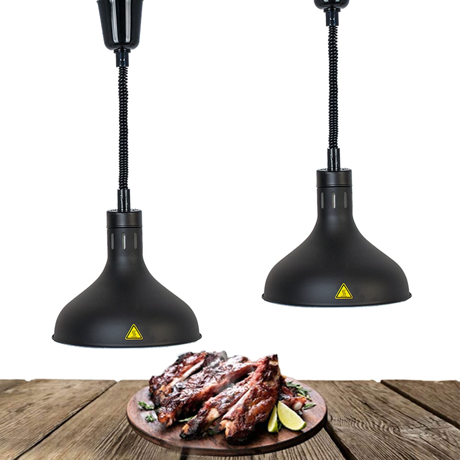 Scaldavivande con Lampada Riscaldante, Scaldavivande Commerciali per Ristoranti, Forniture per Catering con Lampadina A Infrarossi da 250 W,Black