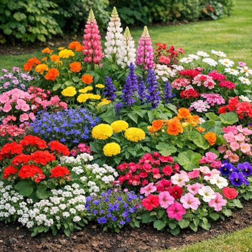 Garden Ready Bedding Plants Assortment of 3 Mixed Varieties | Vibrant Seasonal Flowers for Pots Borders & Hanging Baskets