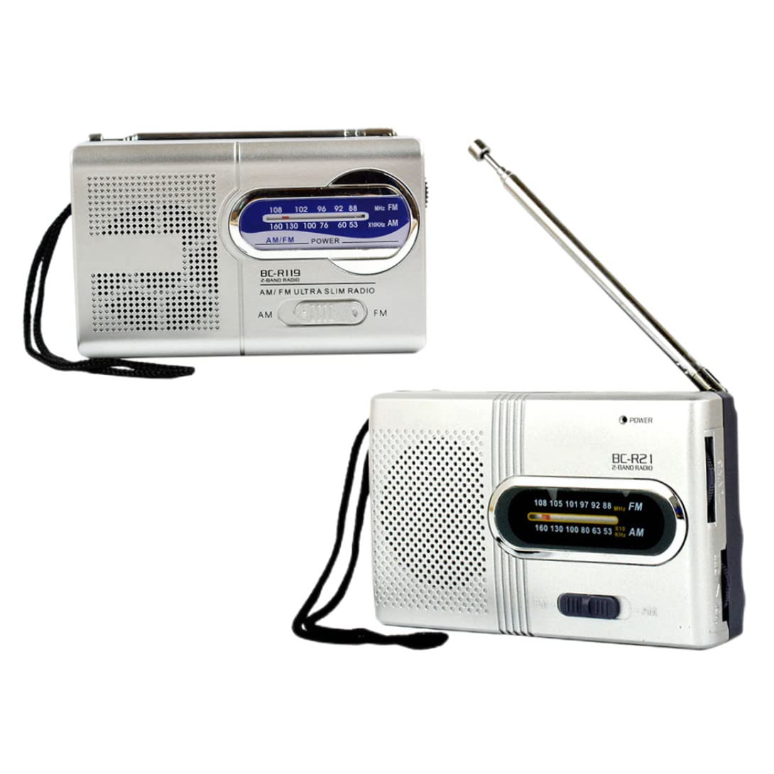 Mini radio BC-R119, radio portátil de bolsillo con antena telescópica AM FM, receptor mundial, altavoz, funciona con pilas, color plateado (sin pilas), radio pequeña, radio portátil Dab, radio FM, rad — view 8