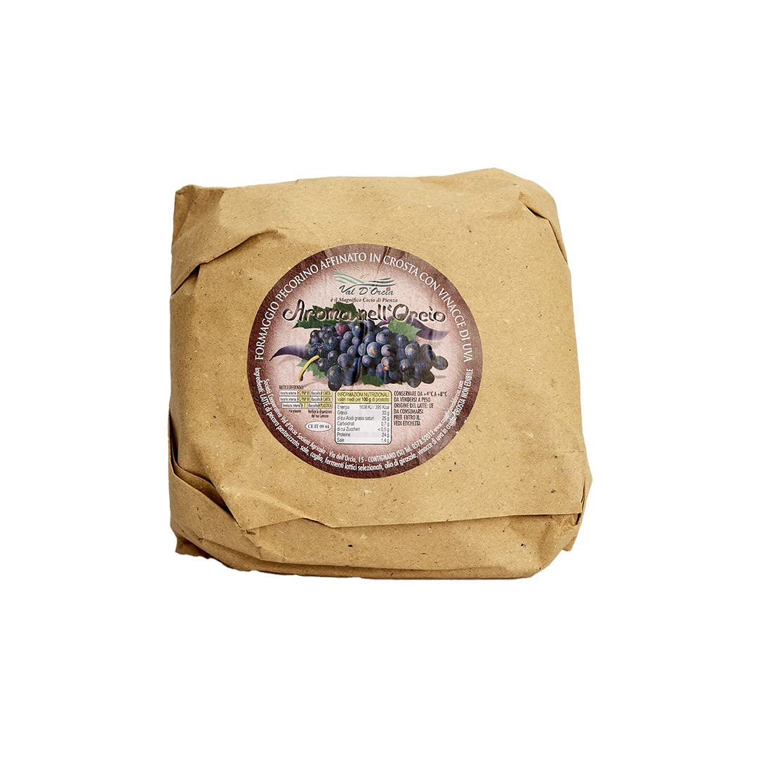 Pecorino-Käse In Tresterkruste Gereift Salumi Pasini® | Hartkäse | Typisch toskanisch | 500g | Hergestellt aus Schafsmilch