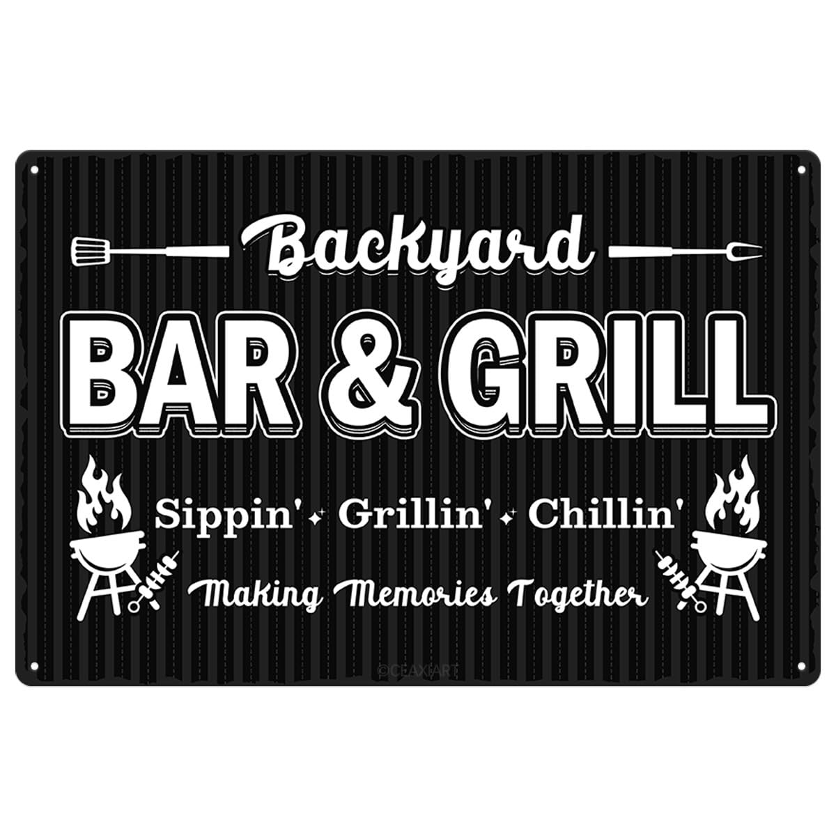 Backyard Bar And Grill Tin Sign Funny Art Poster Wall Decor for Home Bar Patio Porch Yard Outdoor 12"x8" Metal Hanging Palque