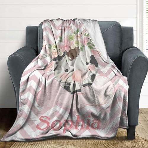 Miniatura 4 de Artsadd Mantas personalizadas con nombre para bebés, niños y niñas, mantas de bebé personalizadas con nombre para niños, manta de vaca con nombre,